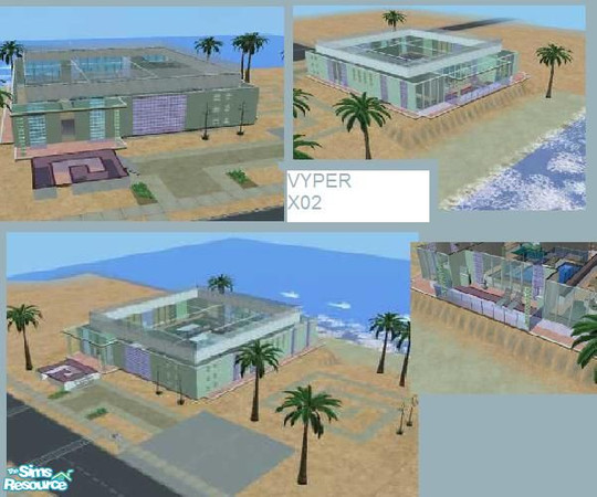 Sims 2 — Vyper X02 by daisylee — A very modern house for daring Sims. Has a glass floor on a spiral foundation and a