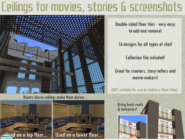 Sims 2 — Metal Grill Ceiling (double-sided Floor Tile) by Cyclonesue — A double-sided floor tile to use as a ceiling.