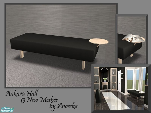 Sims 2 — Ankara Hall Loveseat by AnoeskaB — Modern black and lightwood loveseat with an endtable (with one working slot)