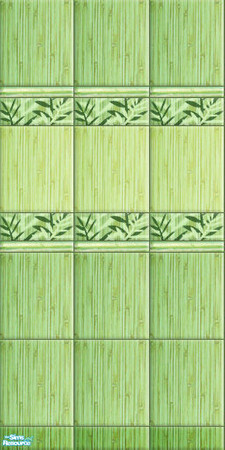 Sims 2 — Bamboo Jungle - tiled wall 01 by perelinka — Tiled green wall 01 with bamboo motif.