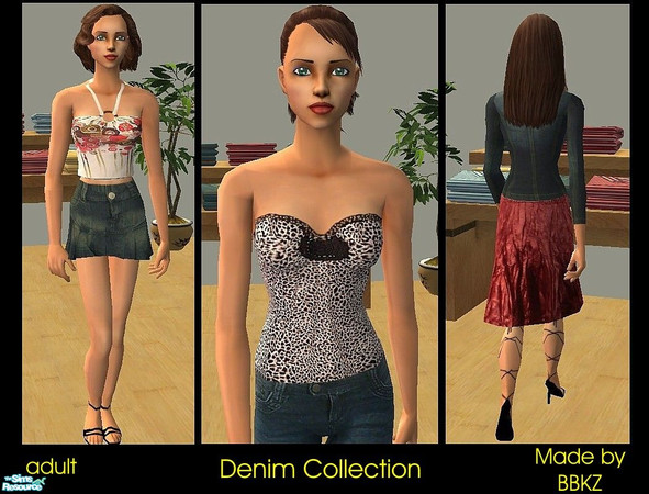 Sims 2 — Denim Collection by BBKZ — Each item needs different mesh, so look at individual items!!! All meshes are FREE...