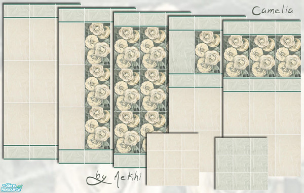 Sims 2 — Camelia by Mekhi — Five tiled walls and two matching floors for your bathrooms, kitchens or businesses :] Enjoy!