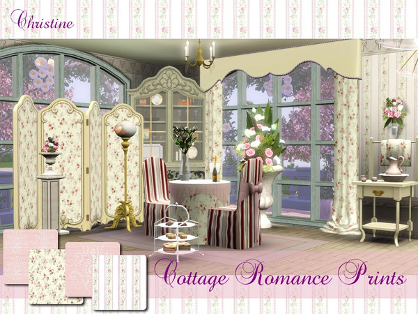 Sims 3 — Romantic Cottage Prints set 02 dv by cm_11778 — New romantic prints and stripes for your sim homes. Happy