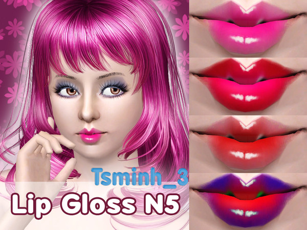 Sims 3 — Lip Gloss N5 by TsminhSims — This set come with 2 type: a lip with teeth and a lip non teeth. I hope you like