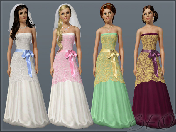 Sims 3 — Bride 2 by BEO — Dress in 4 variants. Recolorable 3 canals.