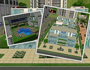 Sims 2 — Modern Apartments by MartinaES — Complete with community area(hot tub, workout room, tv lounge, & skill