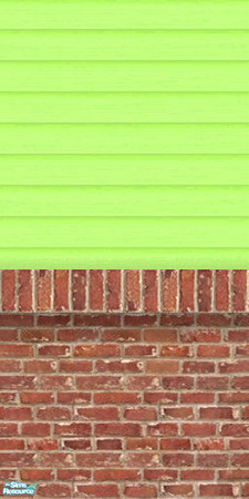 Sims 2 — Brick With Siding  - Green by Pb_ — This is a set of 6 walls. It combines bricks with siding for a smart and