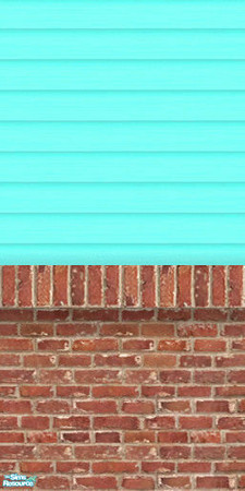 Sims 2 — Brick With Siding  - Cyan by Pb_ — This is a set of 6 walls. It combines bricks with siding for a smart and