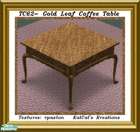 Sims 2 — TC62 - Gold Leaf Coffee Table by KatCat — Recolor of the \"Cozy Colonial End Table\" from the base
