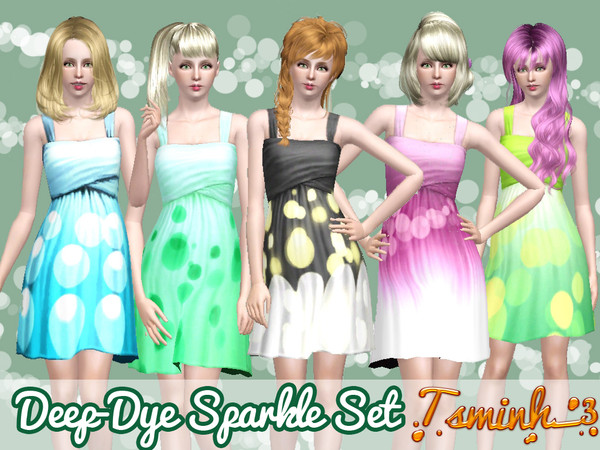 Sims 3 — Deep-Dye Sparkle Set by TsminhSims — A New Clothing Set with The Deep-Dye Style combined with Sparkle The set