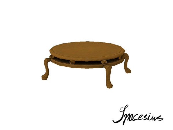 Sims 3 — Rococo living room - Coffee table by spacesims — A golden, round coffee table with richly engraved details in