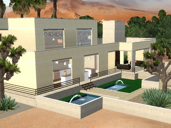 Sims 3 — Tecopa by element902 — Large modern desert home made for indoor and outdoor living. Two bedrooms and beautiful