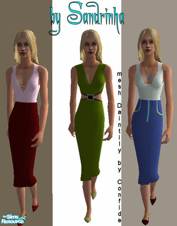 Sims 2 — SM Juliet Outfits by sandrinha — Three outfits: a dress and two blouses with skirts. Enjoy!