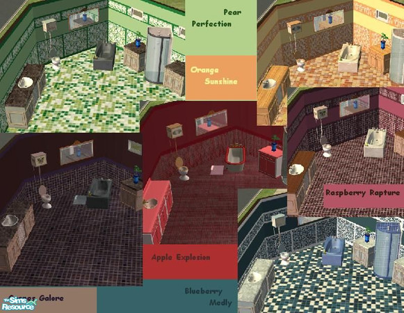 Sims 2 — Fruit Explosions Bathroom Tile Set by mianatw1 — Did you ever wish that you could take all the delicious fruits