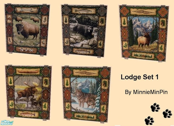 Sims 2 — Lodge Posters by MinnieMinPin — 5 different lodge themed prints ~ Bear Lodge, Buffalo Lodge, Elk Lodge, Moose