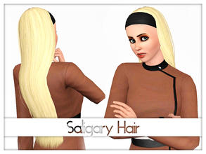 Sims 3 — Saligary Long Hair by Kiolometro — Long hair with broad bandage on forehead. One recolorable channel