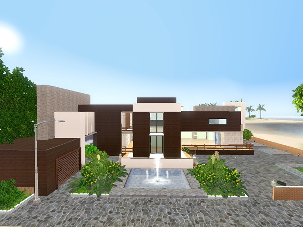 Sims 3 — Sunsun by XPing2 — This is a 2 stories villa. Outside the house, there are a fountain in front of the house,a