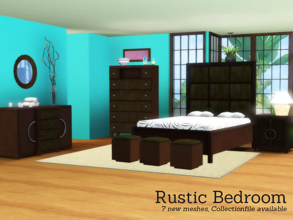 Sims 3 — Rustic Bedroom by Angela — Rustic Bedroom in contemporary style. All parts can be CAST-ed to your liking. Set