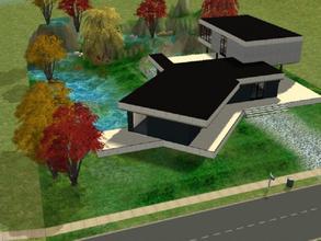 Sims 2 — Waterfall view by swampeyes2 — Modern design house with waterfall-front stunning view and swimmable lake :) 