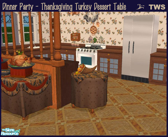 Sims 2 — Thanksgiving Turkey Dessert Table by wildstar24 — Celebrations! SP dessert table in turkey track and turkey