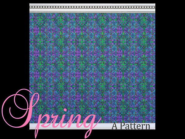 Sims 3 — Spring 1 by orlov — Fresh and bright fabric pattern; teal background with 4 recolorable channels.