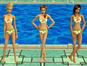 Sims 2 — Teen Polka Dot Bikini Set - green by zaligelover2 — Swimwear for TF.