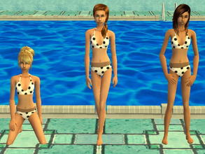 Sims 2 — Teen Polka Dot Bikini Set - black by zaligelover2 — Swimwear for TF.