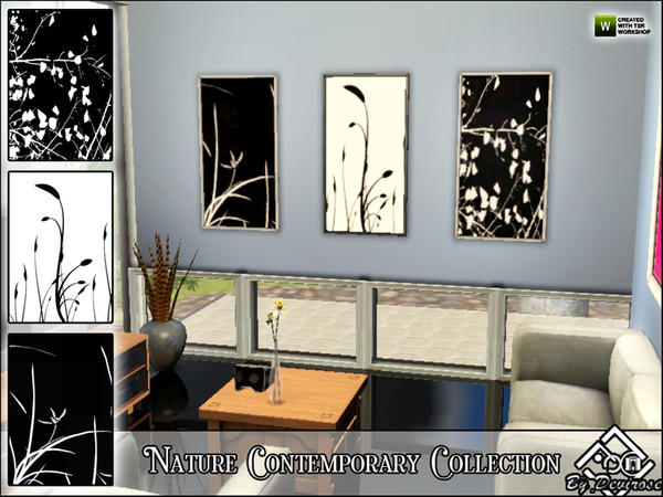 Sims 3 — Nature Contemporary Collection by Devirose — Three superb processing stylized, minimalist and modern