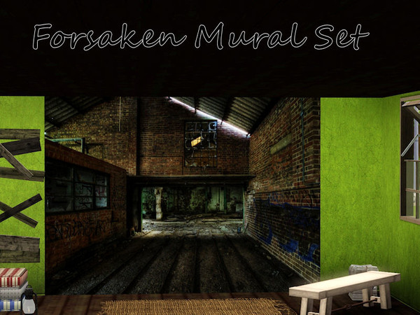 Sims 3 — Forsaken Mural Set by rnielson112 — This is a 4 part mural set featuring the interior of an abandoned building.