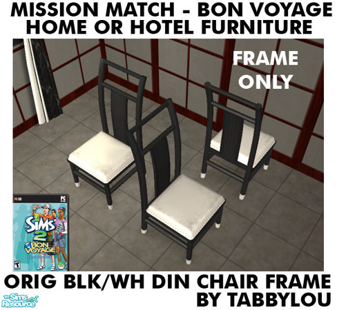 Sims 2 — TL - MM BonVoyage HOH OrigBlackWh DinChairFrame by TabbyLou — Bar Stool Frame ONLY (Black&White)for Recolor