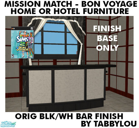 Sims 2 — TL - MM BonVoyage HOH OrigBlackWh BarFinish by TabbyLou — Bar Finish (Base ONLY) for Recolor of Bon Voyage