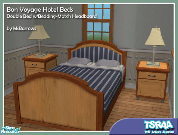 Sims 2 — Bedding-Match BV Hotel Bed - Double by MsBarrows — I like the padded headboard of the Bon Voyage hotel beds, but