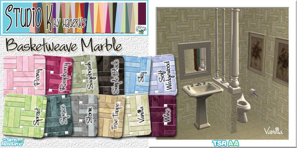 Sims 2 — Studio K Basketweave Marble_03 by StudioKhagerks — 25-36 of 36 colors. A combination of Studio K signature- and