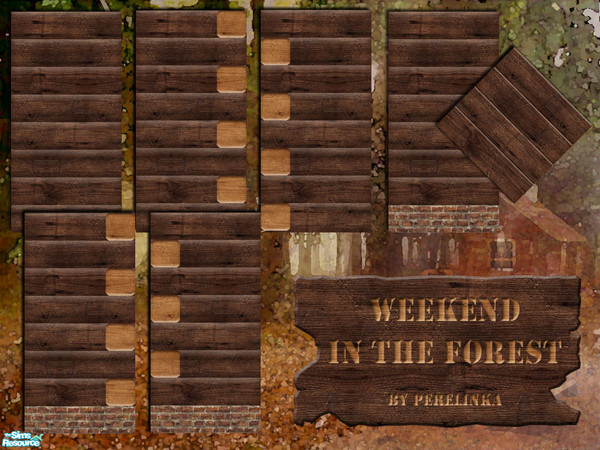 Sims 2 — Weekend In The Forest by perelinka — Set of walls excellent for forest hut.