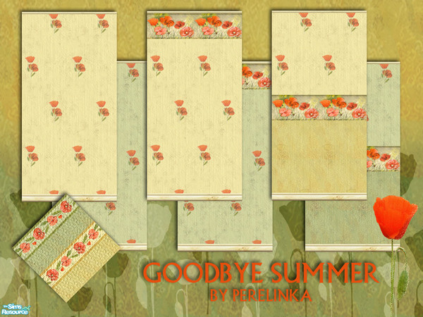 Sims 2 — Goodbye Summer Set by perelinka — Set of wallpapers - last look at summer. Two colors: yellow and green with