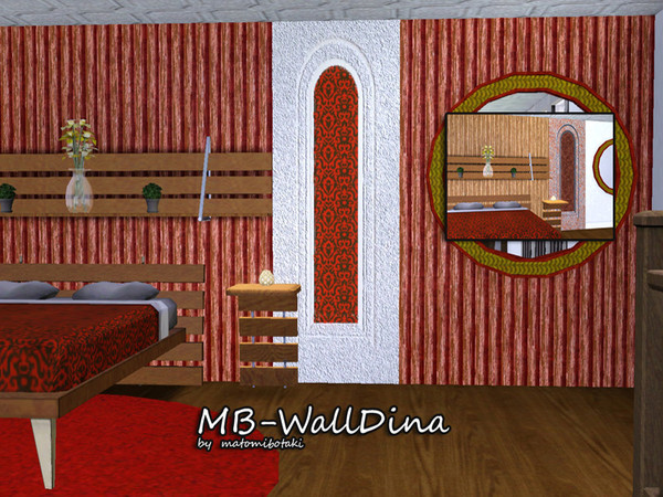 Sims 3 — MB-WallDina by matomibotaki — MB-WallDina, 2 wall variations included, part of the BedroomDina to find under -