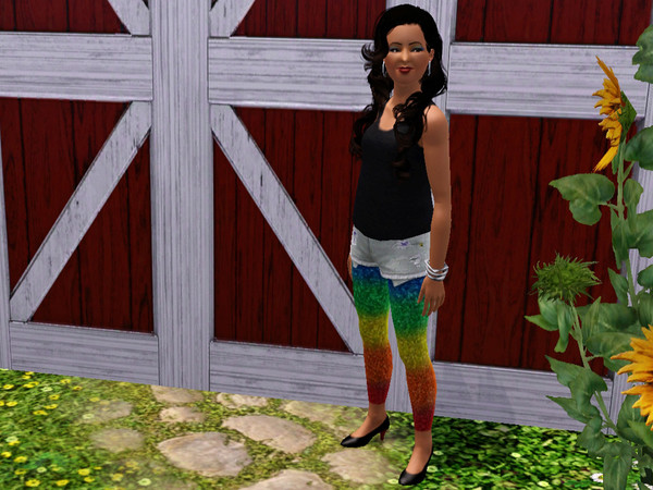 Sims 3 — teen_to_elder_female_printed_leggings_rainbow_glitter by hoschdwoschd2 — leggings with glittering rainbow print