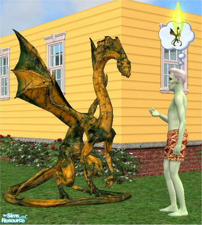 Sims 2 — Dragon Sculpture by Dr. Macabre — Dr. Macabre has decide to go outside to bring you this fine Dragon Sculpture.