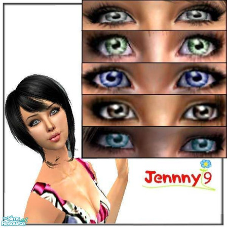 Sims 2 — Shiny Eyes Set by Jennny9 — A set of 5 different eye colours: light blue, green, brown, grey and a darker blue.