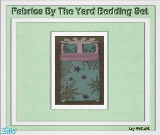 Sims 2 — Fabrics By The Yard Bedding Set - Blue 2 by filizk — Create your dream bedroom with one of these 4 colorful