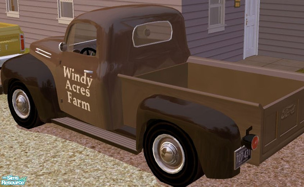 Sims 2 — Drivable 50\'s Pickup - Windy Acres logo by Dr Pixel — Adds Windy Acres Farm logos to both doors