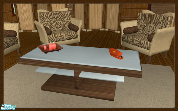 Sims 2 — Tribal Fusion - Hl Tribal Detimgi-iceliving-coffeetable by HugeLunatic — A mix of rich, earthy browns, taupe,