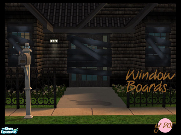 Sims 2 — Bored Single Blue Wood - #586701 by DOT — Bored Single Blue Wood. Keep Out Fire Sale Boards for Windows. Sims 2