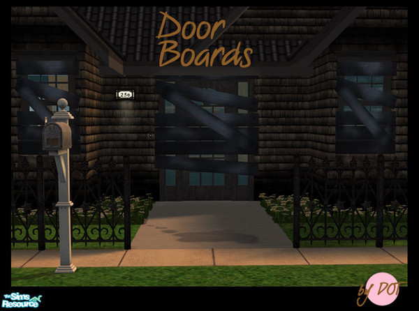 Sims 2 — Bored Blue Wood - #586695 by DOT — Bored Blue Wood. Keep Out Fire Sale Boards for Doors. Sims 2 by DOT of The
