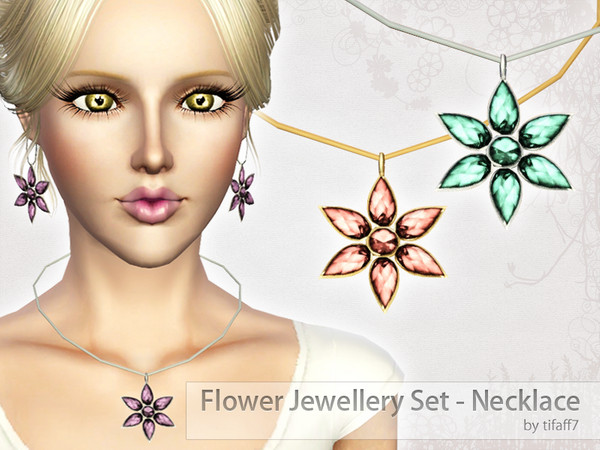 Sims 3 — Flower Jewellery - Necklace. by tifaff72 — Flower Jewellery Set - Necklace. Teen/YA-A/Elder female 2 recolorable