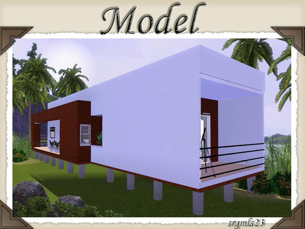 Sims 3 — Model by srgmls23 — This modern house built in the style of block have: open space with kitchen, dining, living