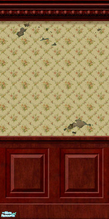 Sims 2 — Worn Wall Floral Bouquet Dado by Henwen — A wall perfect for the interior of your haunted houses.