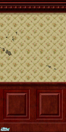 Sims 2 — Torn Wall Floral Bouquet Dado by Henwen — A wall perfect for the interior of your haunted houses.