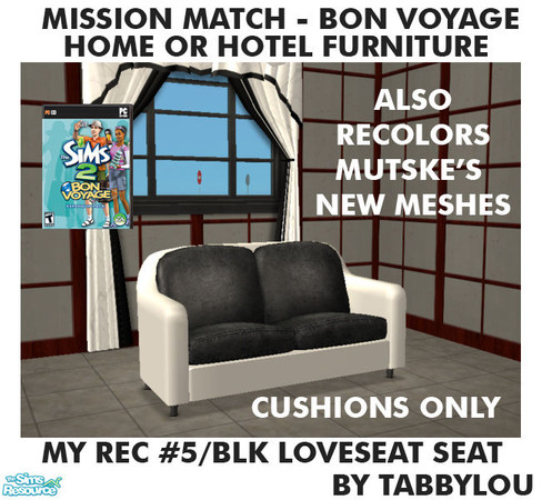 Sims 2 — TL - MM BonVoyage HOH Furniture Rec05B LoveseatFabric by TabbyLou — Loveseat Fabric (cushions) ONLY in Leather