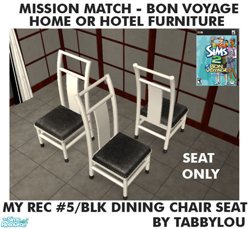 Sims 2 — TL - MM BonVoyage HOH Furniture Rec05B DinChairSeat by TabbyLou — Dining/Desk Chair Seat (cushion) ONLY in